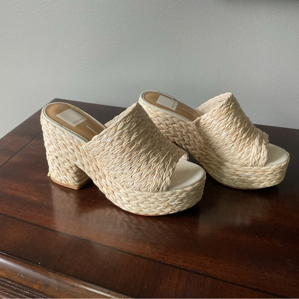 Dolce Vita Elora Raffia Platform Mules 6.5